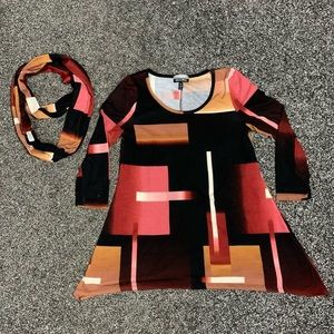💫3/$20💫 Allison Brittney SZ S tunic set with matching infinity scarf